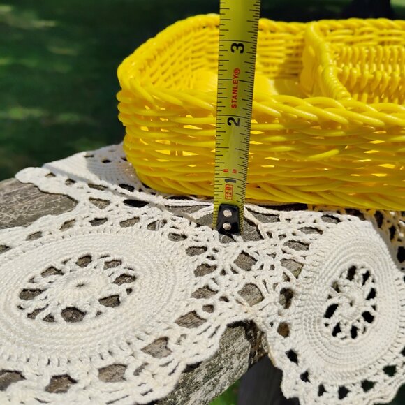 yellow vintage woven wicker look drawer organizer or silverware organizer OOAK - Picture 8 of 8